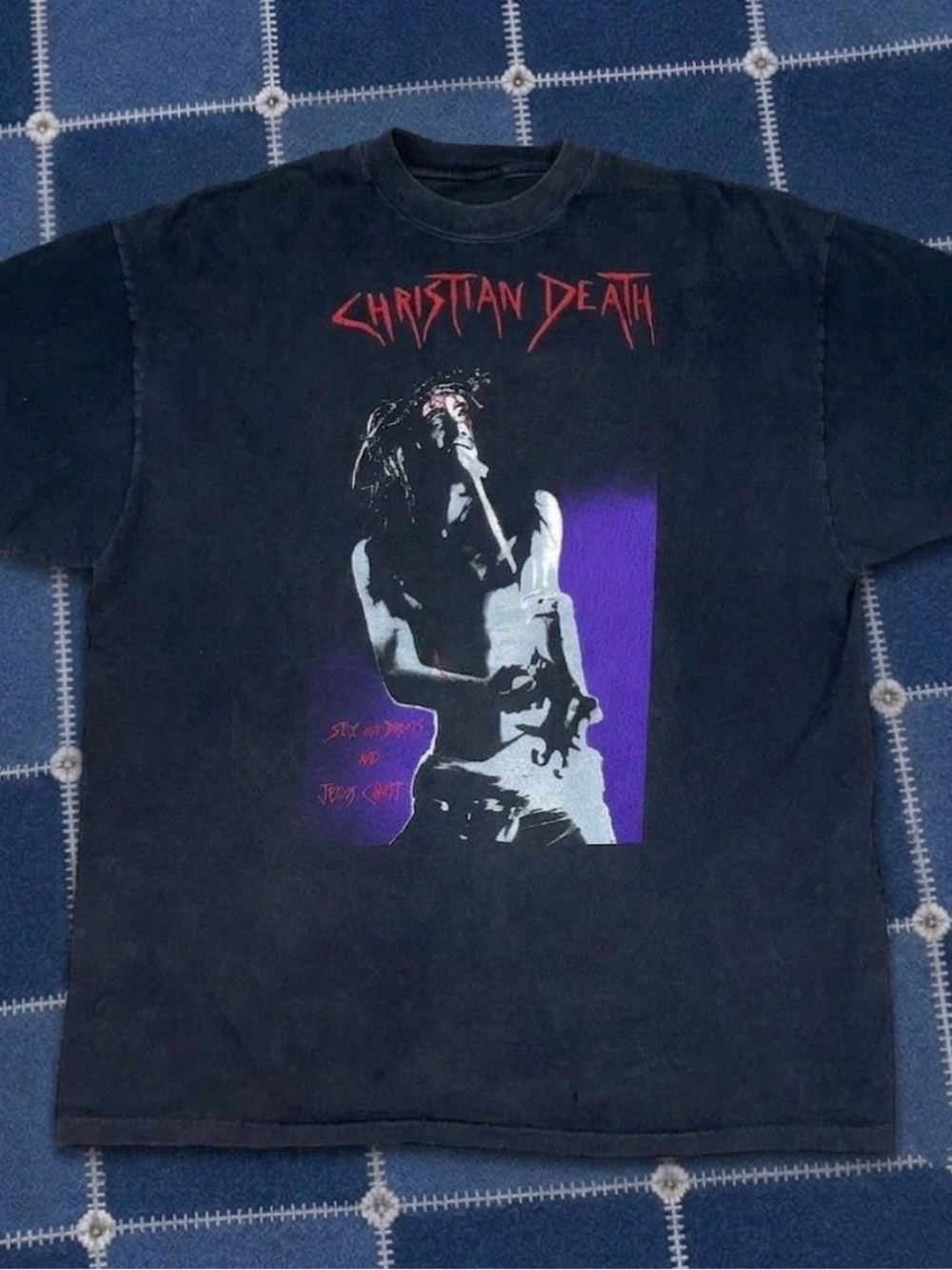 Black Graphic Band Tee - Black / Purple